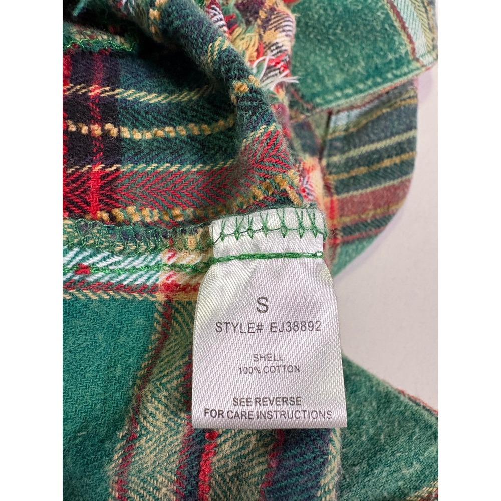 Oli & Hali Plaid Button Down Shacket Womens S Green Raw Hem Grunge Shabby Boho - Picture 4 of 10